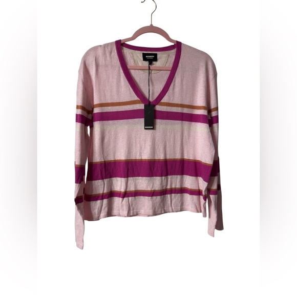 Monrow Tops - NWT MONROW Striped Long Sleeve Sweater Sz L. (TXA947)